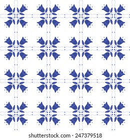 Seamless pattern with Dutch ornaments (Deflt blue style). EPS 10.