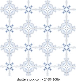 Seamless pattern with Dutch ornaments (Delft blue style). EPS 10.