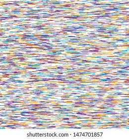 Seamless pattern dyed tri color blend lines background. Woven broken stripe fabric texture. Melange repeat vector swatch. 