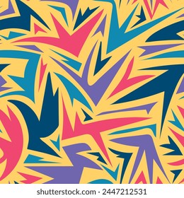 Seamless pattern of dynamic elements and bright colors