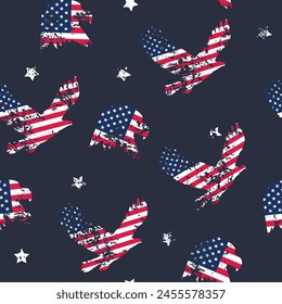 seamless pattern with eagle and American flag. 