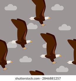 seamless pattern eagle bird animal on grey background vector wallpaper textile giftwrap fabric