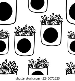 seamless pattern ear sticks doodle style 