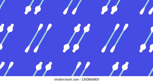 Seamless pattern with Ear sticks. isolated on blue background