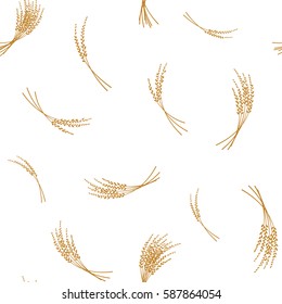 seamless pattern with ears of rice, background vector