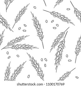 Seamless pattern with ears of wheat.