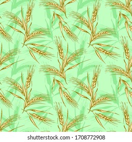 Seamless Pattern of Ears of Wheat