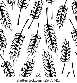 Seamless pattern with ears of wheat