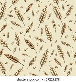 Seamless pattern with ears of wheat