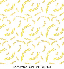 Seamless pattern of ears of wheat on a transparent background. Decorative element, design for bread, pastries, bakeries, packaging of flour, cereals, seeds. Agriculture theme, sowing wheat.