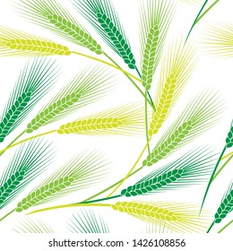 seamless pattern of ears of wheat. three shades of green. vector illustration. EPS 10.