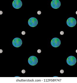 Seamless pattern Earth. Planets background design