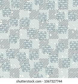 Seamless pattern. Easily editable. Chess background, on which the patches are chaotically located.