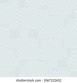 Seamless pattern. Easily editable. On the background of a chess-diagonal texture, rough wire patches are laid.