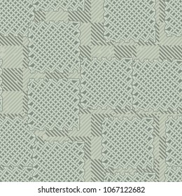 Seamless pattern. Easily editable. On the background of a chess-diagonal texture, rough wire patches are laid.