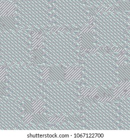 Seamless pattern. Easily editable. On the background of a chess-diagonal texture, rough wire patches are laid.