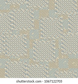 Seamless pattern. Easily editable. On the background of a chess-diagonal texture, rough wire patches are laid.