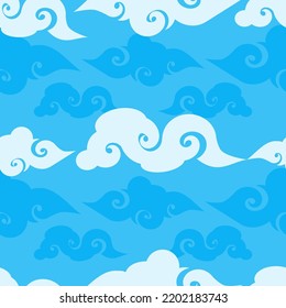 Seamless pattern of East Asian style cloud vector 