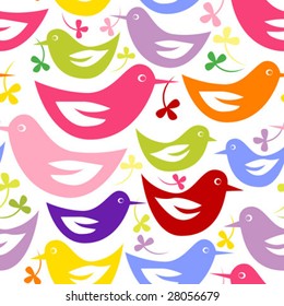 Seamless pattern with Easter birds