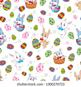 seamless pattern Easter bunnies