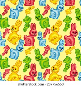 Seamless pattern with Easter bunnies