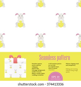 Seamless pattern with Easter bunnies. 