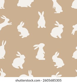 Seamless pattern with Easter bunnies. Decorative holiday wallpaper. Minimalist design. Vector illustration