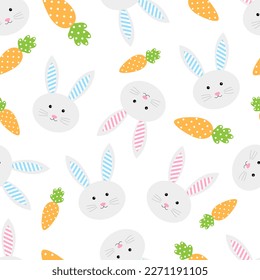 Seamless pattern Easter Bunny carrot vector illustration