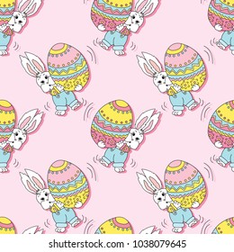 Seamless pattern with Easter Bunny and egg