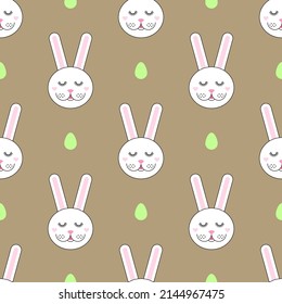 Seamless pattern with Easter bunny and Easter egg. Vector cartoon character.