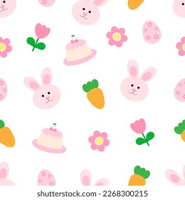 Seamless pattern Easter Bunny egg carrot vector illustration