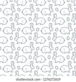 Seamless pattern with Easter Bunny, eggs. Happy Easter. Festive background. Design for banner, poster or print.