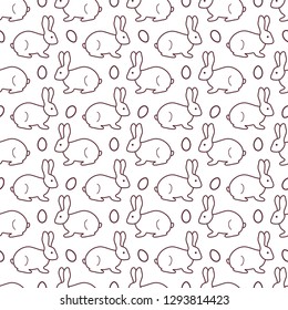 Seamless pattern with Easter Bunny, eggs. Happy Easter. Festive background. Design for banner, poster or print.