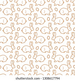 Seamless pattern with Easter Bunny, eggs. Happy Easter. Festive background. Design for banner, poster or print.