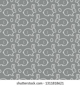 Seamless pattern with Easter Bunny, eggs. Happy Easter. Festive background. Design for banner, poster or print.