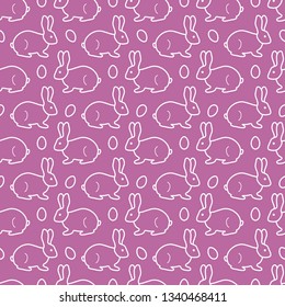 Seamless pattern with Easter Bunny, eggs. Happy Easter. Festive background. Design for banner, poster or print.