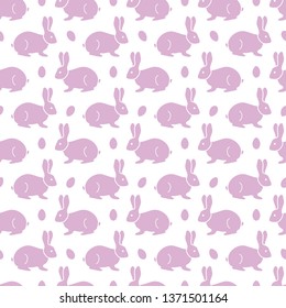 Seamless pattern with Easter Bunny, eggs. Happy Easter. Festive background. Design for banner, poster or print.