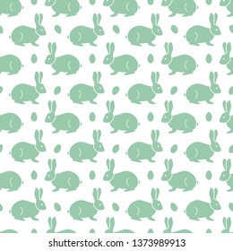 Seamless pattern with Easter Bunny, eggs. Happy Easter. Festive background. Design for banner, poster or print.