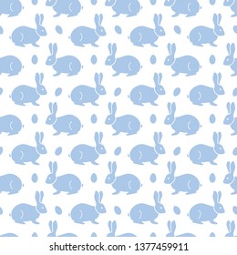 Seamless pattern with Easter Bunny, eggs. Happy Easter. Festive background. Design for banner, poster or print.