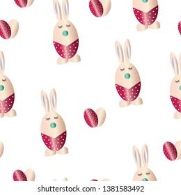 seamless pattern with Easter bunny and eggs vector