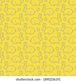 Seamless pattern with Easter Bunny, eggs. Happy Easter. Festive background. Design for banner, poster or print. Illuminating and Ultimate Gray.
