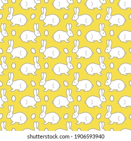 Seamless pattern with Easter Bunny, eggs. Happy Easter. Festive background. Design for banner, poster or print. Illuminating and Ultimate Gray.