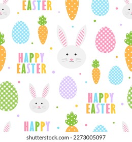 Seamless pattern Easter Bunny eggs carrot vector illustration