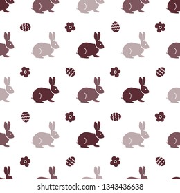 Seamless pattern with Easter Bunny. Happy Easter. Festive background. Rabbits, hares. Design for banner, poster or print.