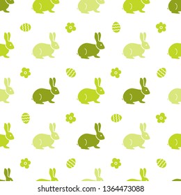 Seamless pattern with Easter Bunny. Happy Easter. Festive background. Rabbits, hares. Design for banner, poster or print.
