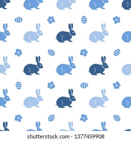Seamless pattern with Easter Bunny. Happy Easter. Festive background. Rabbits, hares. Design for banner, poster or print.