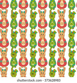 Seamless pattern with Easter bunny. Happy Easter illustration.