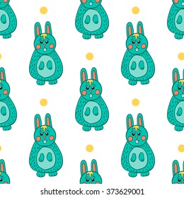 Seamless pattern with Easter bunny. Happy Easter illustration.