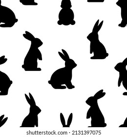 Seamless pattern Easter Bunny silhouette vector illustration