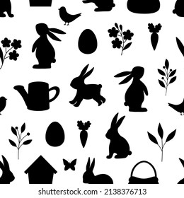 Seamless pattern Easter Bunny silhouette vector illustration